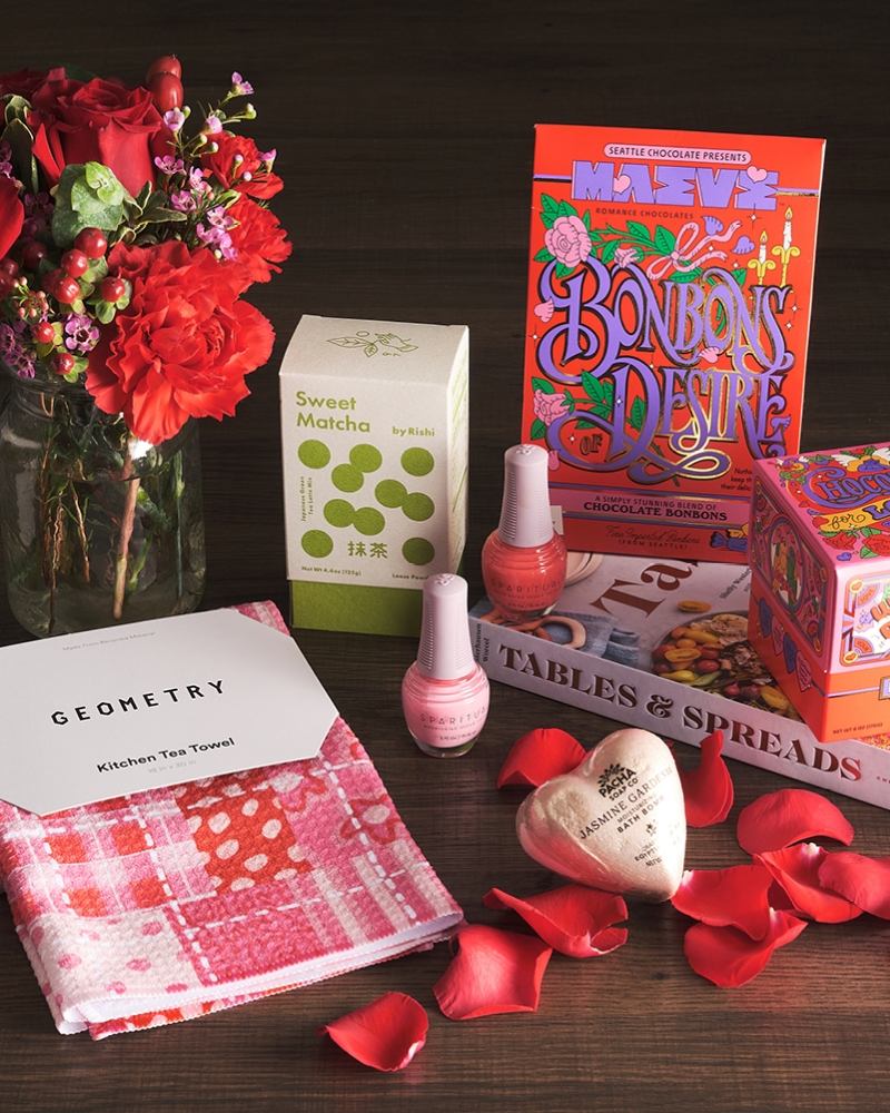 Assortment of Valentine's Gifts with Flowers