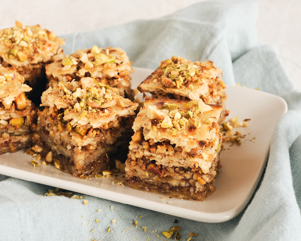 Honey walnut matzo baklava