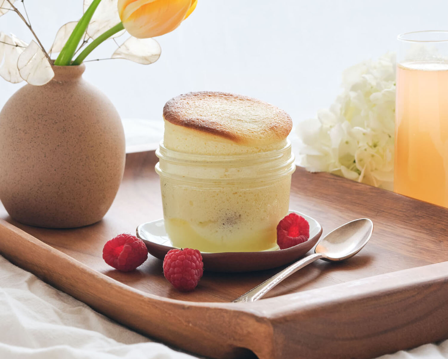 Raspberry Lemon Sponge Custards