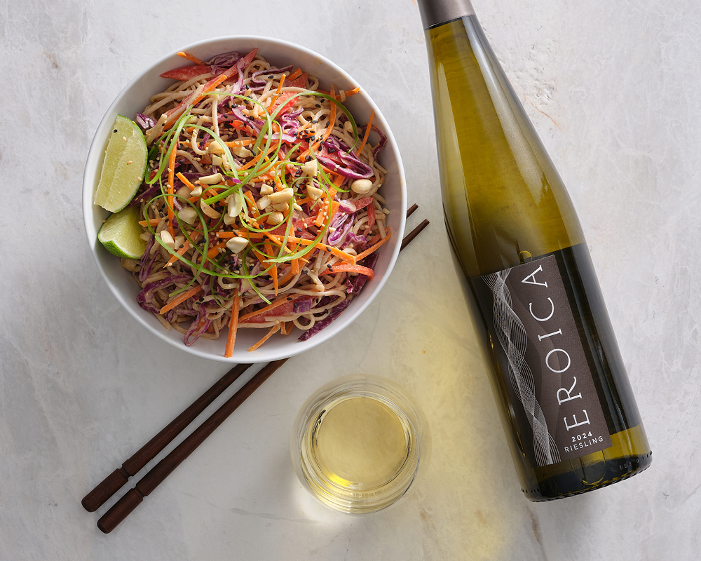 Soba noodle salad and Eroica Riesling