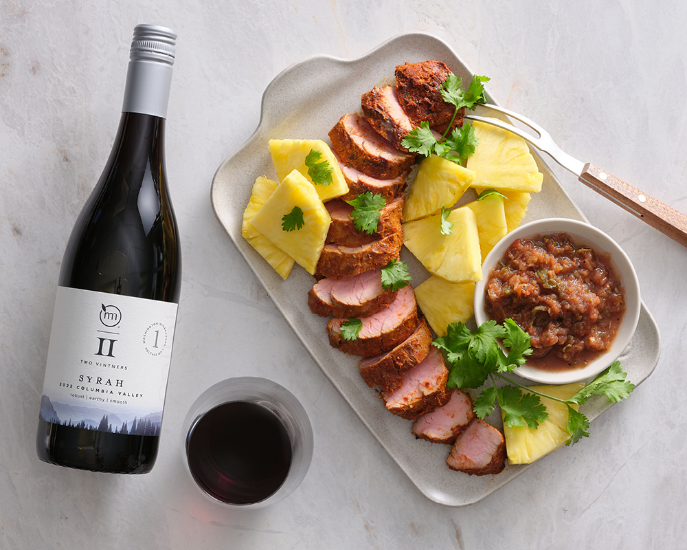 Pork tenderloin al pastor and Metropolitan Market Two Vintners Syrah